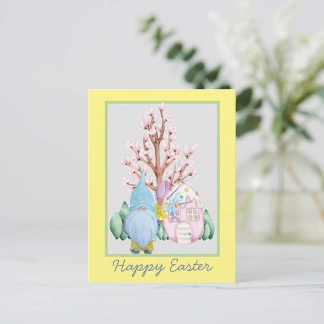 Spring Gnome Home Happy Easter Card (Standing Front)