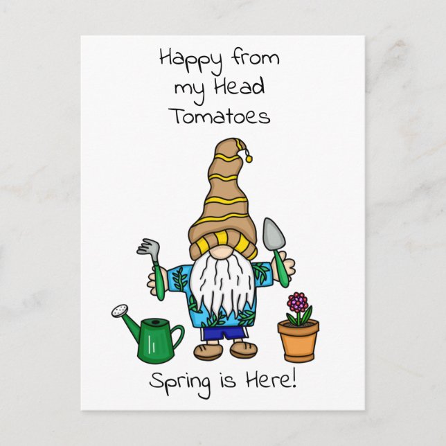 Spring Gnome ready to Garden   Postcard (Front)