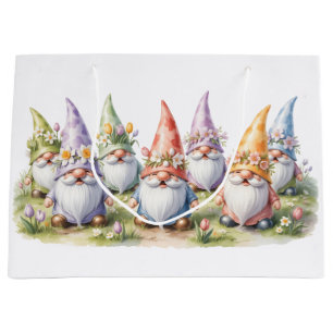 Spring Gnomes in a Meadow Large Gift Bag