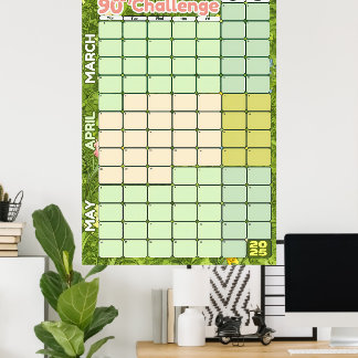 Spring Goal Setting Calendar 2025 | 90 Day Tracker Poster