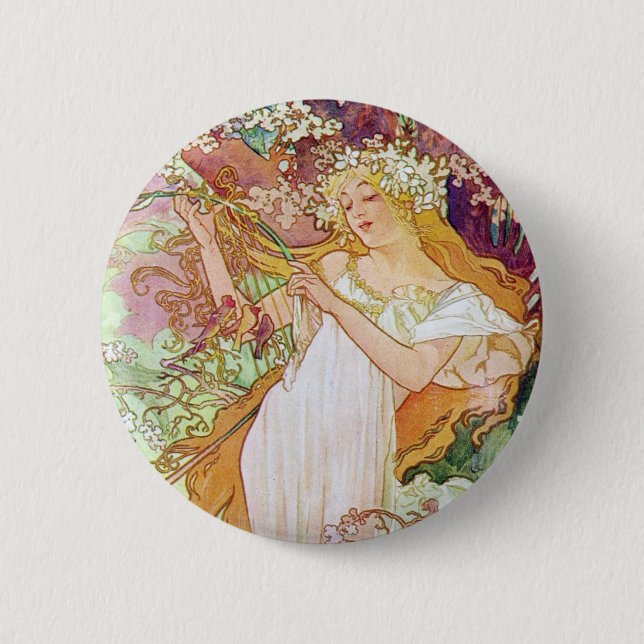 Spring Goddess 6 Cm Round Badge (Front)