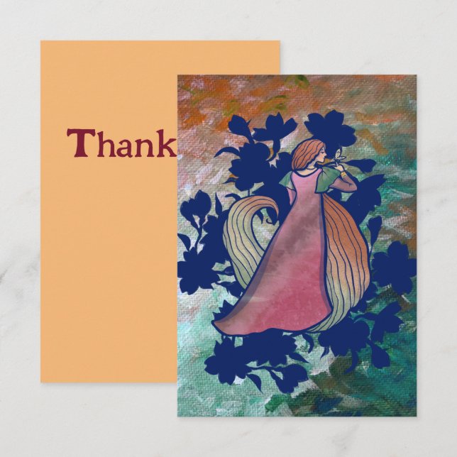 Spring Goddess Butterfly Art Thank You Card (Front/Back)