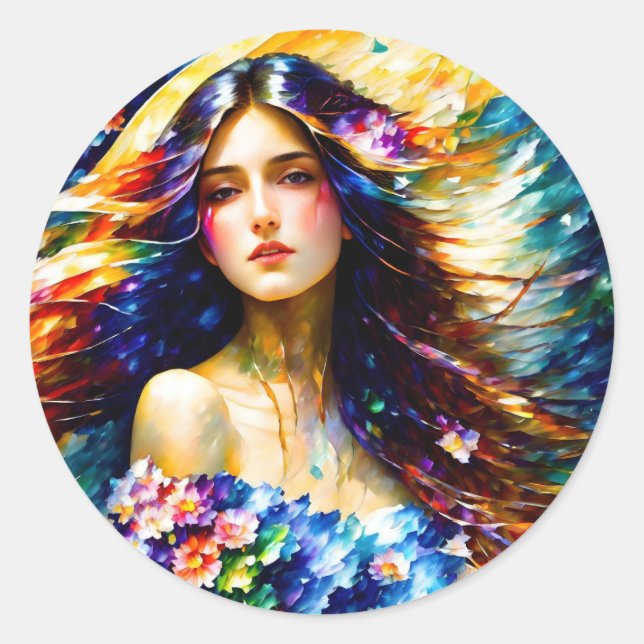 Spring Goddess Classic Round Sticker (Front)