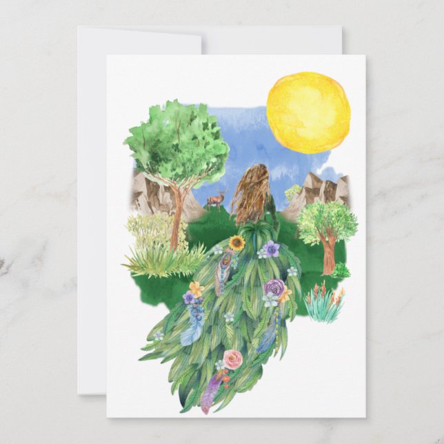 Spring Goddess Floral Dress Nature Greeting (Front)