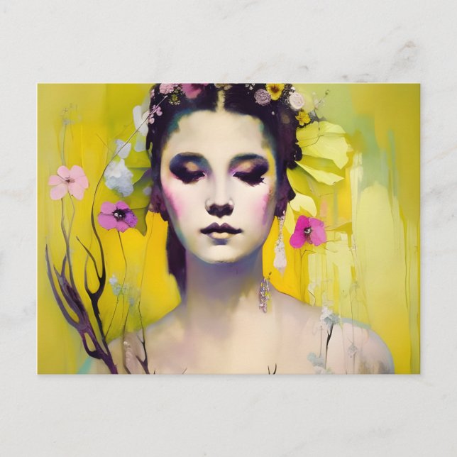 Spring Goddess Yellows and Pinks Postcard (Front)