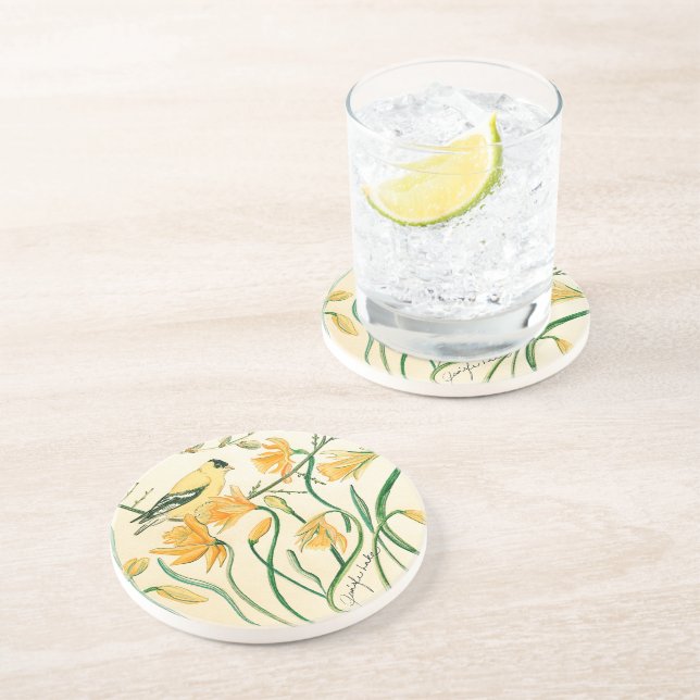 Spring Goldfinch coaster (Side)
