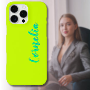 Spring Green 3D Azure Name   Funny Lime Yellow iPhone 16 Pro Max Case