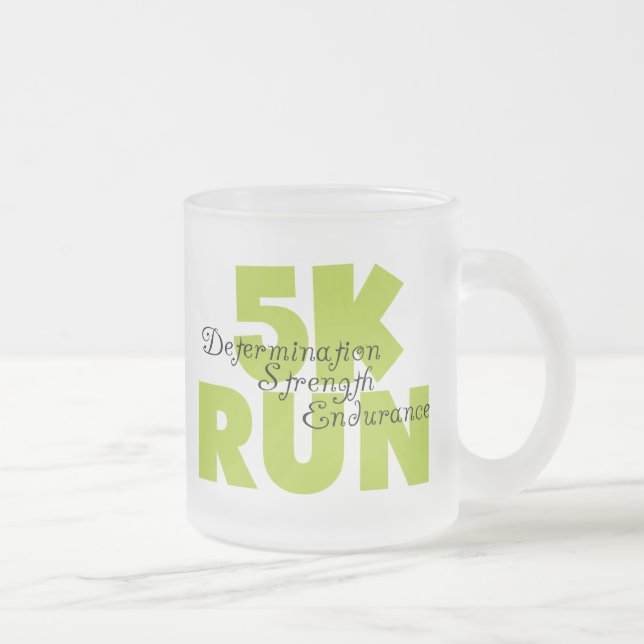 Spring Green 5K Run Frosted Glass Coffee Mug (Right)