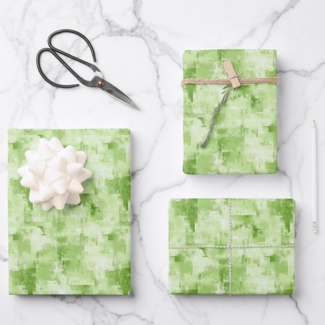 Spring Green Abstract  Wrapping Paper Sheet (Front)