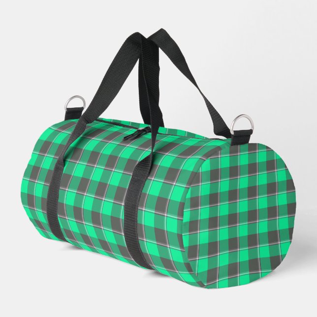 Spring Green and Finlandia Black Plaid Duffle Bag (Left Corner)