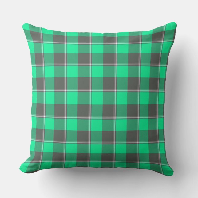 Spring Green and Finlandia Plaid Black Cushion (Front)