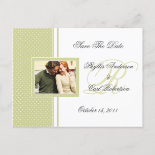Spring Green and White Dotted Swiss Save The Date Announcement Postcard