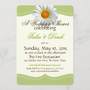 Spring Green and White Gazania Wedding Shower Invitation