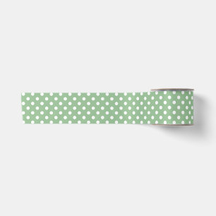 Spring Green and White Polka Dot Pattern on Satin Ribbon