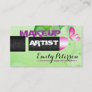 Spring Green Background Makeup Artist Business Card