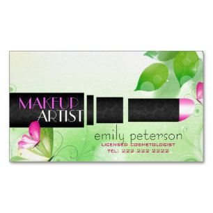 Spring Green Background With Black Beauty Symbol Magnetic Business Card
