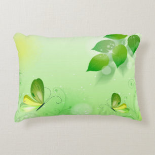 Spring Green Background With Butterfly Decorative Cushion