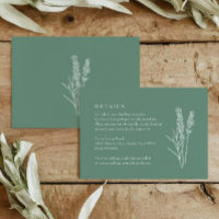 Spring Green Boho Wildflower Wedding Details Card