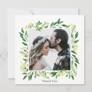 Spring Green Botanical Herb Wedding Thank You Card
