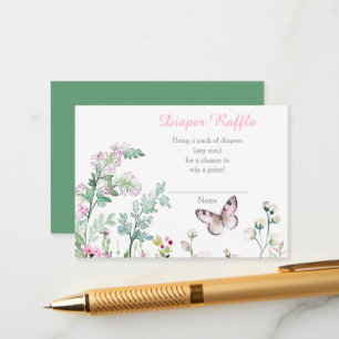 Spring Green Butterfly Floral Baby Shower Enclosure Card