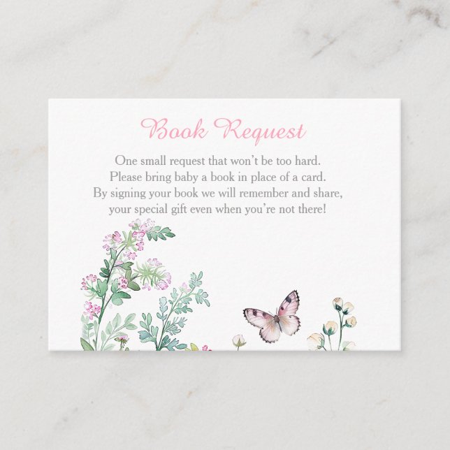 Spring Green Butterfly Floral Baby Shower Enclosure Card (Front)