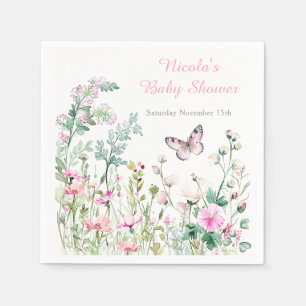 Spring Green Butterfly Floral Baby Shower Napkin