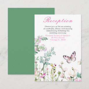 Spring Green Butterfly Floral Wedding Enclosure Card