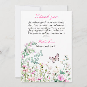 Spring Green Butterfly Floral Wedding Thank You Card