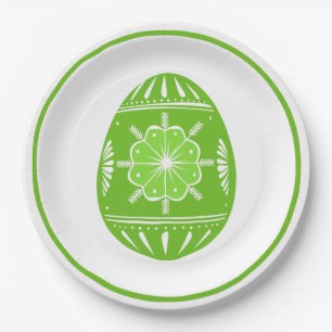 Spring Green Easter Egg Paper Plate
