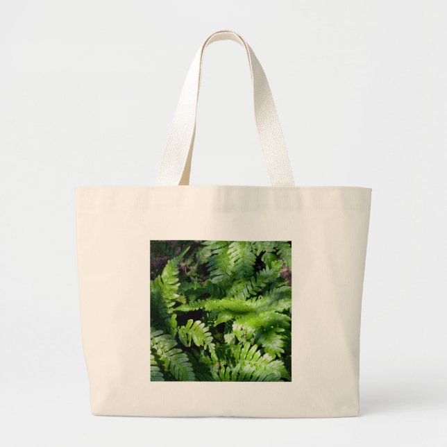 Spring Green Ferns boho botanical  Large Tote Bag (Front)