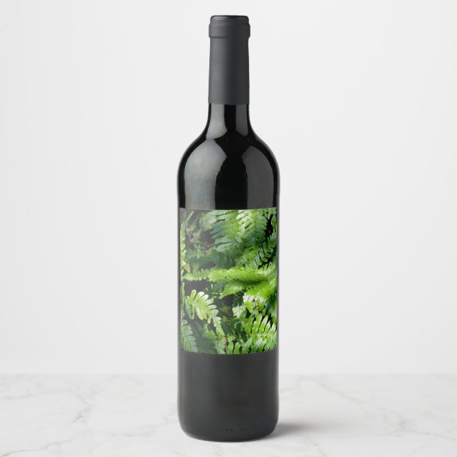Spring Green Ferns  Wine Label (Front)