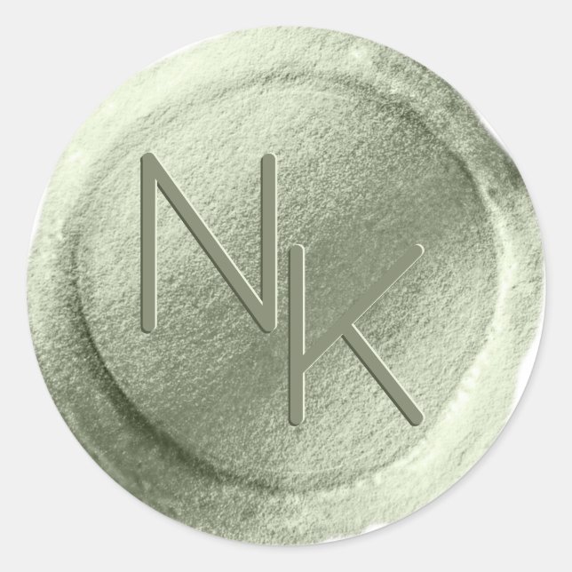 Spring Green Foil Wax Seal Monogram Sticker (Front)