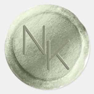 Spring Green Foil Wax Seal Monogram Sticker