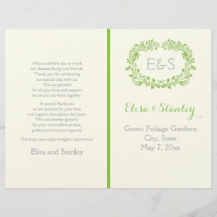 Spring green foliage frame wedding program