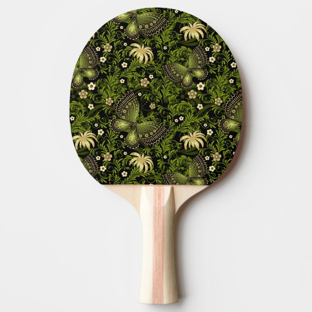 Spring Green-gold Pattern Ping Pong Paddle (Front)
