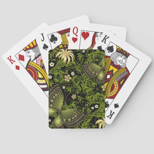 Spring Green-gold Pattern Playing Cards (Back)