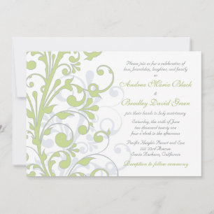 Spring Green, Grey, & White Wedding Invitation