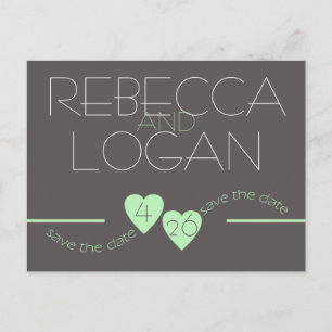 Spring Green Hearts Save the Date Announcement Postcard