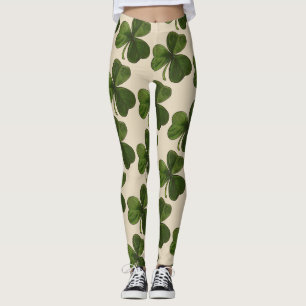 Spring Green Irish Shamrock Pattern Leggings