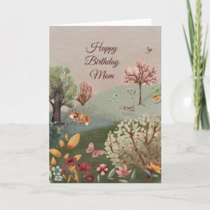 Spring Green Landscape Watercolor Name Birthday Card