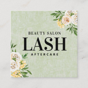 Spring Green Lash Aftercare Square Business Card