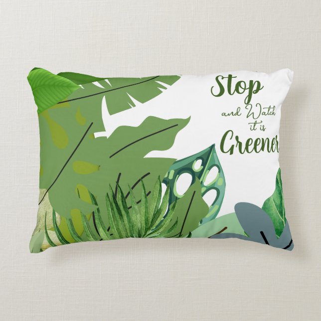 Spring Green Leafy Lumbar Pillow (Front)