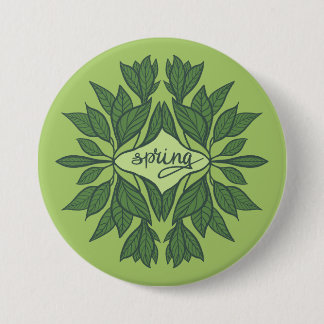 Spring Green Leaves Aesthetic Typography 7.5 Cm Round Badge