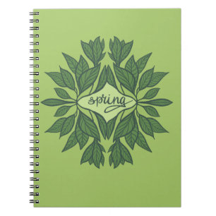 Spring Green Leaves Aesthetic Typography Notebook