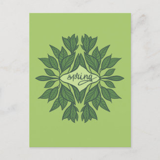 Spring Green Leaves Aesthetic Typography Postcard