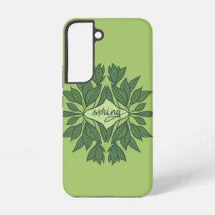 Spring Green Leaves Aesthetic Typography Samsung Galaxy Case