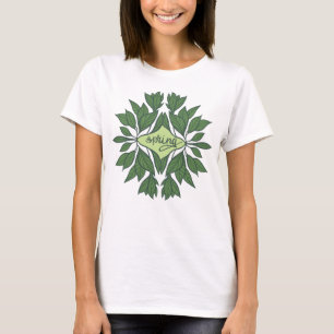 Spring Green Leaves Aesthetic Typography T-Shirt