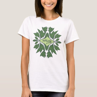 Spring Green Leaves Aesthetic Typography T-Shirt