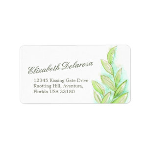 Spring green leaves wedding reply address label