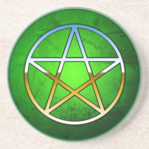 Spring Green Metallic Pentacle Coaster